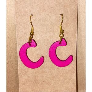 ☀️3/$9☀️ Letter “C” Earrings with Sterling Silver Hooks. (Magenta)